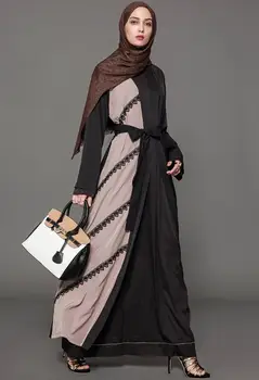 Plus Size 5XL Arabų Elegantiškas Abaja Kaftan Islamo Mados Musulmonų Suknelė Moterims Juoda Ruda Dubajus Abaja a655