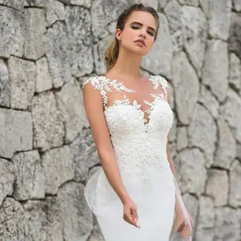 Plus Size Undinė Balto Vestuvių Suknelės Bridals Chalatai Mados Boho Vestuvių Suknelė, Paplūdimio pigūs gotikos Vestuvių Suknelės