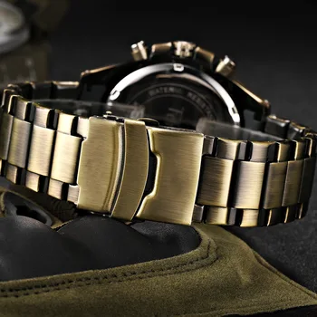 Prabangių drabužių prekės ženklo vyrai žiūrėti karinės pilotas daugiafunkcį chronograph visi-plieno, kvarcas retro laikrodžiai sporto verslo dovanų laikrodis