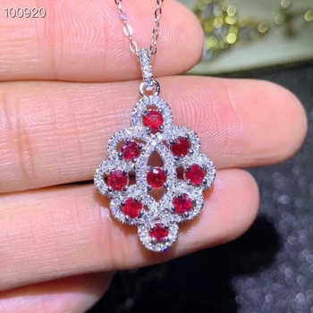 Prabangus, elegantiškas gėlių Natūralus raudonasis rubinas, perlas karoliai pakabukas S925 sidabro natūralus akmuo pakabukas mergina šalis, dovana, papuošalai