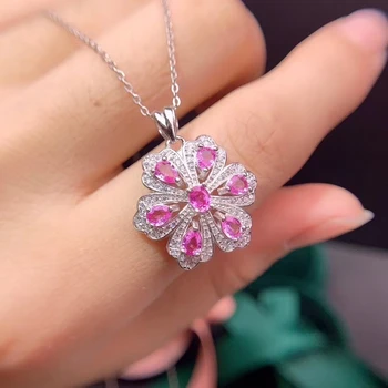 Prabangus natūralus rožinis safyras brangakmenio karoliai moterims, sidabro papuošalai, originali gamtos perlas fine jewelry gimtadienio dovana