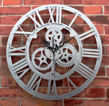 Pramonės Kambarį Sieninis Laikrodis Retro Vintage Didelis Apvalus Sieninis Laikrodis Mechanizmas Kūrybinės Virtuvės Reloj Cocina Sieniniai Laikrodžiai
