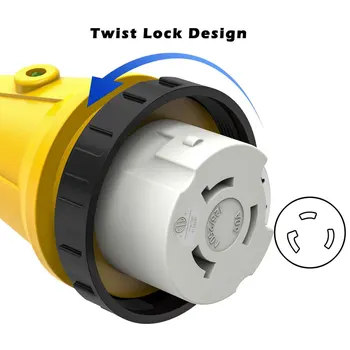 Priekabos Dogbone RV Maitinimo Laido Kištukas Adapteris 15 Amp Vyrų 50 Amp Moterų Fiksavimo Jungtis su Twist Lock, LED Indikatorius -12 mėn.