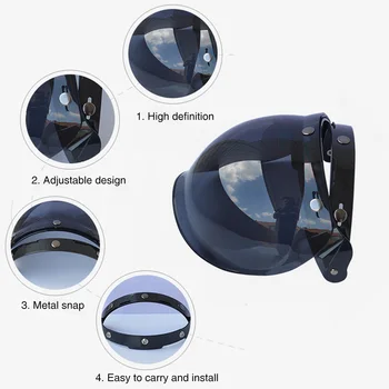 Priekinio stiklo apsauga nuo dulkių Motociklo Šalmas Objektyvo Rinkinys Jojimo Rėmelis su UV Apsauga, Universalus Anti Rūko Patvarus 3 Snap Retro Burbulas Skydelis