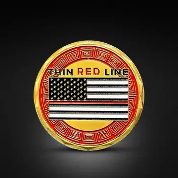 Priešgaisrinės Gelbėjimo Ugniagesiai Auksą, Padengtą Monetos JAV Vėliava Pareigą Pagerbti Atminimo Iššūkio Medalį Kolekcines