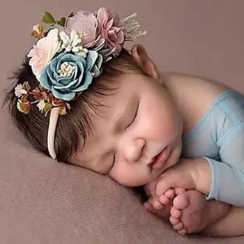 Princesė Gėlių Ekrano Užsklandą Naujagimį Berniuką Mergina Dirbtinių Gėlių Fotografija Prop Plaukų Aksesuarai Kūdikių Galvos Apdangalai