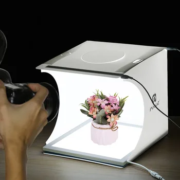 PULUZ Mini LED Blykste Shadowless Šviesos Lempos Skydelio Mygtukai + Studija Fotografavimo Palapinę Lauke, Akrilo Medžiagos, 20cm x 20cm Veiksminga