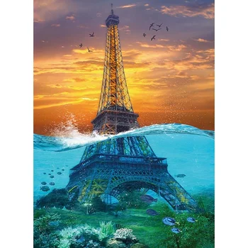 Puzzle 1000 Gabalas Siurrealistinis Eifelio Bokštas Prancūzijos Suaugusiųjų noel dovana gimtadienio kraštovaizdžio