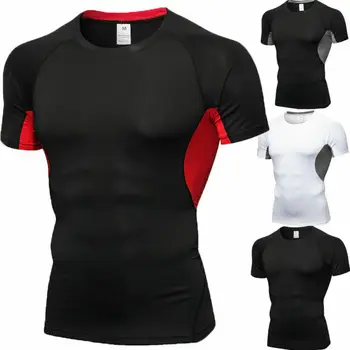 Quick Dry vyriški T-shirt Crossfit Gimnastikos Vyrų Rashguard Sportinę Suspaudimo Fitneso Marškinėliai Viršų Veikia Džersis Sporto Drabužiai