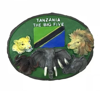 Rankų darbo Dažytos Tanzanijos Gyvūnų 3D Šaldytuvas Magnetai Turizmo Suvenyrai, Šaldytuvas Magnetiniai Lipdukai Dovanų
