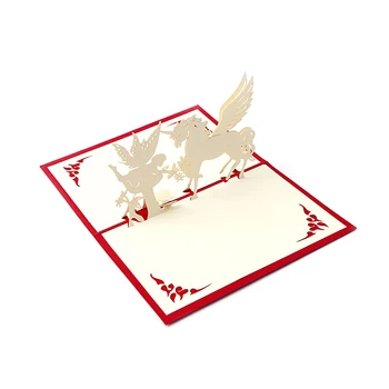 Rankų darbo Sveikinimo 3D Korteles Pegasus Kalėdų, Gimtadienio, Valentino Diena Atostogų Dovanų mar10_35