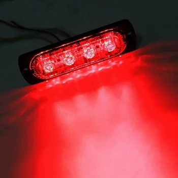 Raudona Darbinis Šviesos Rinkinys 4LED Automobilio Rūko Darbo Lemputė 12V-24V Skubiai Skaidrus Įspėjimas