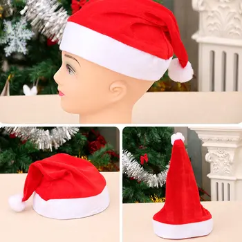 Raudona Minkštas Pliušinis Kalėdų Skrybėlę Kūdikių Suaugusiųjų Kalėdų Skrybėlę Bžūp Naujųjų Metų Navidad Dekoracija Namuose Šalis