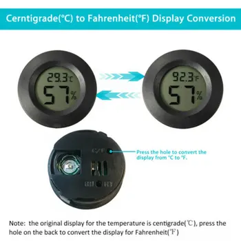 Raundas Elektroninis Termometras ir Drėgmėmačiu Patalpų Skaitmeninis LCD Drėgmėmačiu Temperatūros Drėgmės Matuoklis C & F