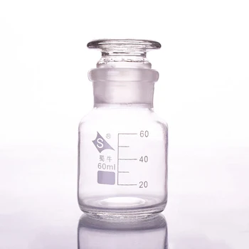 Reagento buteliuką,plačią burną,aišku,paprasto stiklo,Įprastas stiklas,Talpa 60ml,Baigimo Mėginio Buteliukai