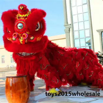 Reklamos Cosplay Lion Dance Talismanas Kostiumai Kinijos Liaudies Paradas Raudona Vilna Pietų Liūtas Du Suaugusieji Cosplay Šalis Žaidimas Suknelė