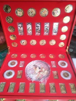 Retas Kinijos vyriausybė išdavė Šunų Metų(2018 m.), jubiliejus sidabro ir jade monetos ,46 gabalas(Set),Spalvų medaliai