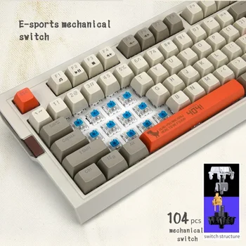 Retro Mechaninė Žaidimų Klaviatūra RGB Apšvietimu USB Laidinio SA Kamuolys Keycap Mėlyna Raudona Ruda Jungiklis Žaidimas Nešiojamas KOMPIUTERIS