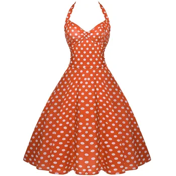 Retro Vintage 50s 60s Rockabilly Apynasrio Suknelė Polka Dot Spausdinti Raudona Žalia Mėlyna Rožinė Rankovių-Line Trumpas 