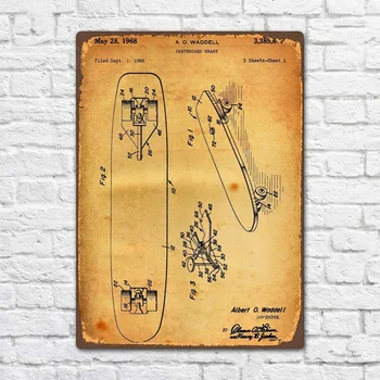 Riedlentė Stabdžių 1968 Patentų Vintage Retro Metalo Skardos Pasirašyti Metalo Ženklas, Sienų Dekoras Mados Meno Dekoro Plakatas