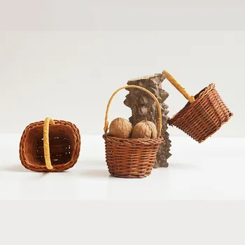 Rotango Audimo Saugojimo Krepšys Nešiojamas Mini Bambuko Rotango Vaisių Saldainiai Graikinių Riešutų Sausų Gėlių Krepšelis Organizatorius Stalo Dekoro Dovanų Dėžutės