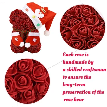 Rožių Gėlių Bear - Kalėdų Rožė Meškiukas - Gimtadieniai,Valentino Diena - Aišku, Dovanų Dėžutėje Įtraukti