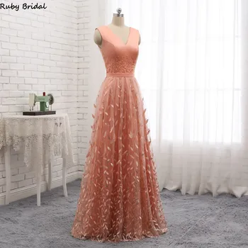 Ruby Vestuvių 2019 Vestidos De Fiesta Ilgai-line Oranžinė vakarinės Suknelės Tiulio Puošnios Nėrinių Sijonas Pigūs Karšto Prom Šalis Suknelė P1901