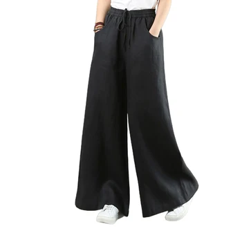 Rudens, Pavasario Plati Koja Kelnės Elegantiškas Moterų Aukšto Juosmens Kietas Flare Kelnės Atsitiktinis Palaidų Ilgos Kelnės Gėlių Pantalon Streetwear