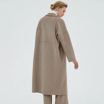 Rudenį ir žiemą 2019 naujo stiliaus vilnonis paltas kokono tipas arge dydis lieknas moteris, paltai vandens čiurlenimu dvipusis vilnos drabužiai