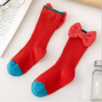 Rudenį ir žiemą nauja vaikų kojinės bowknot merginos vamzdis kojinės dviguba adata prarasti šukuotos medvilnės merginos krūva kojinių 1-12 Metų