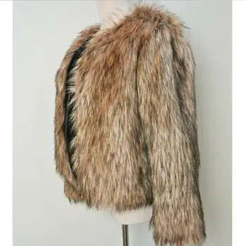 S-6XL Plius Dydis Žiemos mados dirbtiniais fox fur coat striukė moterims ilgomis rankovėmis slim buvo plonas, odos, kailių siuvimo šiltas outwear L1442