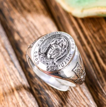 S925 sterlingas sidabro papuošalai drožyba Marija meldėsi už vyrų ir moterų retro mados atidarymo reguliuojamas žiedas