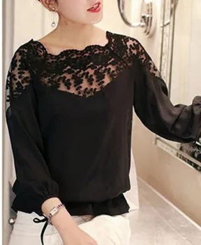 Saldus Nėrinių KoreanSpinning marškinėliai Moterims Drabužių Atsitiktinis Verpimo shirtFemale Septynių rankovėmis Drabužius Vetement Femme