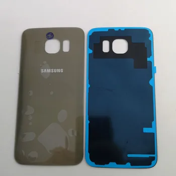 Samsung Galaxy S6 G920F G920 SM-G920F G9200 Atgal Baterijos Dangtelis Durys Galinio Stiklo Būsto Atveju Pakeitimas + klijuojamas Lipdukas