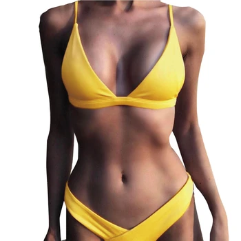 Seksualus Bikini Moterims maudymosi kostiumėlį 2018 M. Vasaros Mažas Waisted Maudymosi Kostiumai Apynasrio Viršuje Push Up Bikini Komplektas Plius Dydis maudymosi Kostiumėliai #4JN21