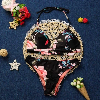 Seksualus Bikini Push Up Moterų maudymosi kostiumėlį Spausdinti Viršuje biquini Brazilijos bikini Komplektas Plaukti Maudymosi Kostiumas, Paplūdimio Rankšluosčiai #4JN20