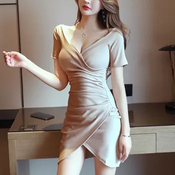 Seksualus Bodycon Juodos Suknelės Vasaros 2020 Mados V Kaklo Išjungti Pečių Mini Suknelė Moterims Drabužių Slim Korėjos Elegantiškas Šalis Klubo Suknelė