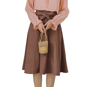 Seksualus Bowtie Klostuotas Sijonas Moterims Korėjos Stiliaus Moteris Kišenėje Kietas Midi Sijonas Streetwear Plius Dydis Aukšto Juosmens Moteriški Sijonai