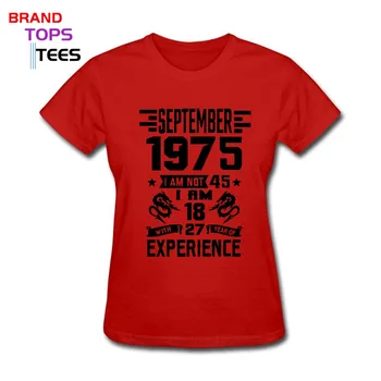 Senovinių Moterų medvilnės marškinėliai classic Motinos diena yra geriausia gimtadienio dovana T-shirt Geriausios kokybės gimė rugsėjo 1975