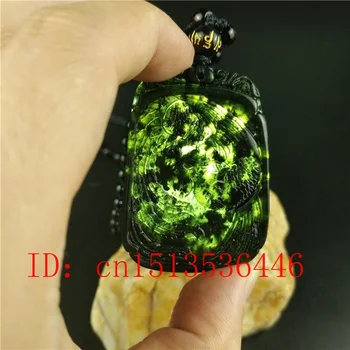 Sertifikuota Kinijos Gamtos Black Green Jade Phoenix Pakabukas Karoliai Mados Žavesio Papuošalų Ranka Raižyti Moteris Pasisekė Amuletas Viršų