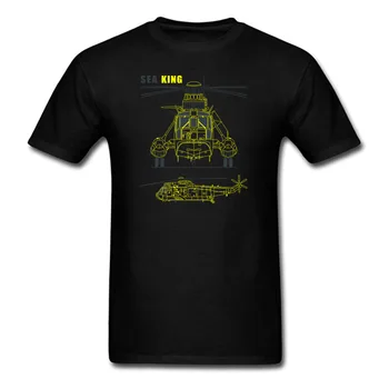 SH-3 Jūros Karalius Anti-Povandeninis laivas, Sraigtasparnis Medvilnės Marškinėlius Atspausdintas T-shirt JAV DYDIS