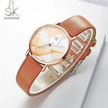 Shengke Moterų Laikrodžiai SK Ponios Kūrybos Odinis Dirželis Kvarcas Laikrodžio Mados Atsitiktinis Moterų Laikrodžiai Dovanų Reloj Mujer