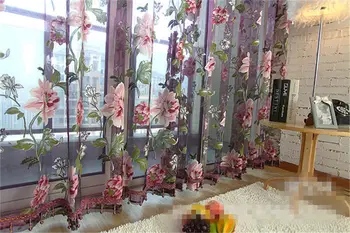 Sielovados Gėlių tiulio vienspalviai voile durų šalikas lambrekenai apmušalas vien užuolaidos įvairių stilių