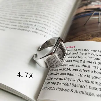 Silvology 925 Sterling Silver Square Žiedai, Sidabro Ažūrinės Figūrinių Blizgi Tekstūra Korėja Žiedai Moterų Mados 2019 M. Vasaros Papuošalai
