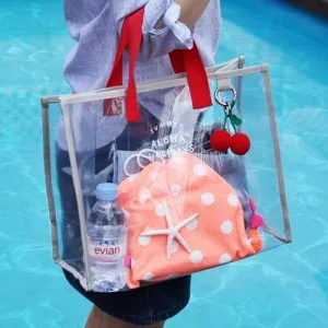 Skaidri PVC vertus atlikti plaukimo laikymo krepšys, nešiojamų drabužių maišą 35*14*27cm