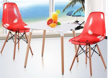 Skaidrus Akrilo Modernus Valgomasis Pusėje Dūmų Kėdė Su Medžio Kojelės/ Plastiko Klasikinis Kėdė/mados Valgomojo Kėdės/Modernūs baldai