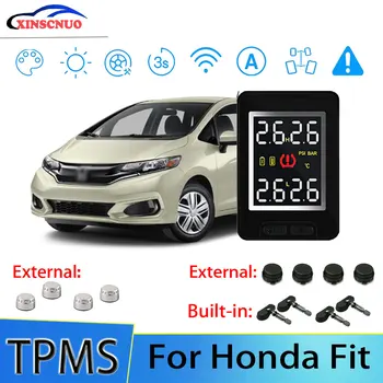 Smart Automobilių TPMS Padangų Slėgio stebėjimo Sistema Honda Fit Su 4 Jutikliais, Belaidžių Signalizacijos Sistemos, LCD Ekranas PSSS Stebėti