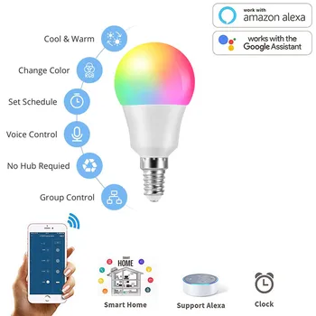 Smart Wifi LED Lemputės Balso Kontrolės Darbo Lemputė 6W E14 App Kontrolės Amazon Alexa/ 