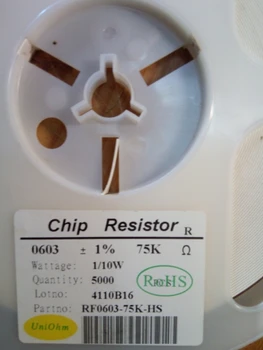 Smd 0603 1/10w 49.9 k 75k chip rezistorius