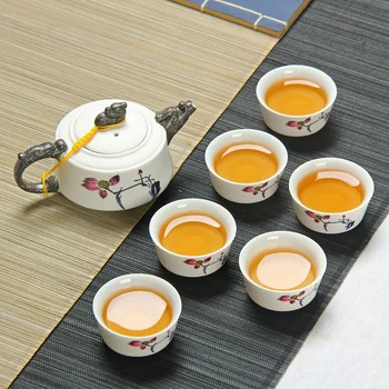 Snaigės glazūra kung fu arbatos rinkinys keramikos arbatos rinkinys, arbatinukas dubenį arbatos rinkinys